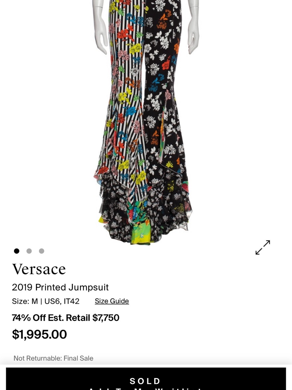 Versace Multicolor Floral Striped Jumpsuit - Picture 11 of 12